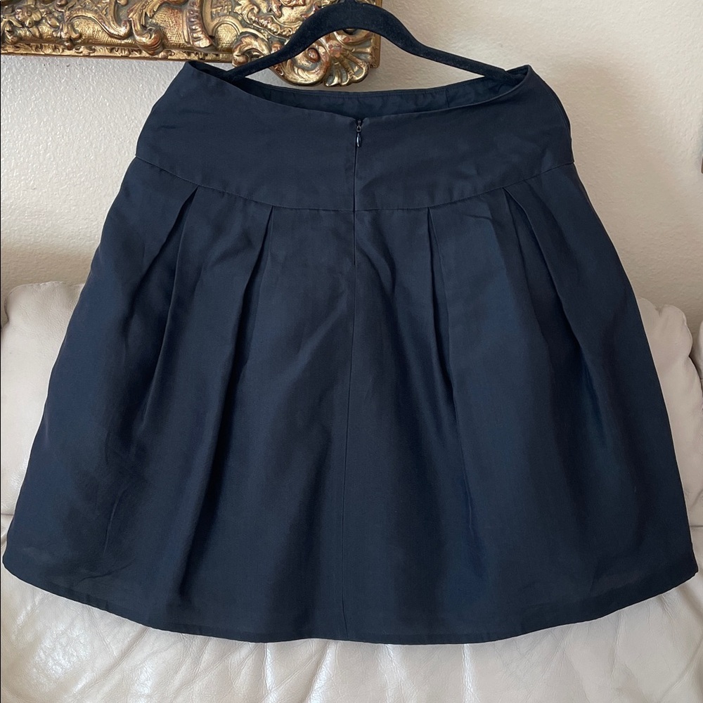 David Meister Classic Black A-Line Semi Pleated Skirt Tulle Lining - Picture 4 of 8
